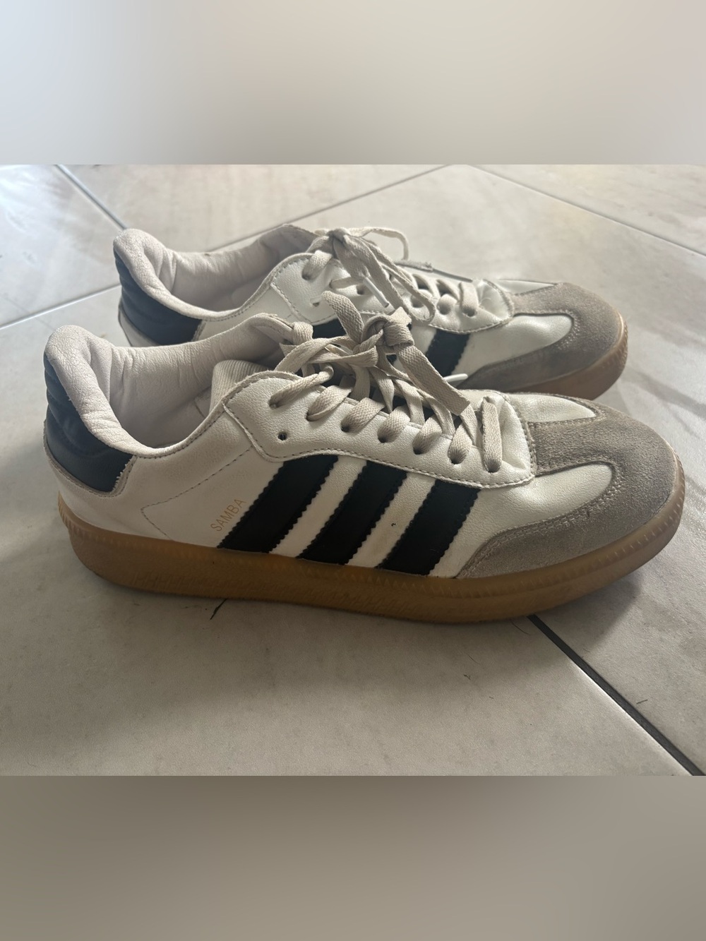 adidas Samba Low-Profile Sneakers in White, Black & Gum
